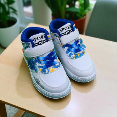Abstract White Long White Joggers Shoes 2755